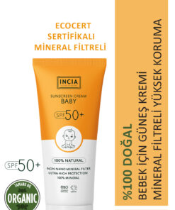 INCIA 0 Doğal Bebek Güneş Kremi Leke Karşıtı Mineral Filtreli Yüksek Koruma SPF 50+ UVA UVB 50 ml