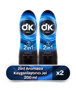 Okey 2in1 Aromasız Kayganlaştırıcı Jel 200 ml 2'li