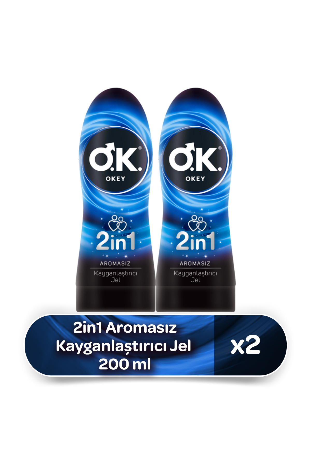 Okey 2in1 Aromasız Kayganlaştırıcı Jel 200 ml 2'li