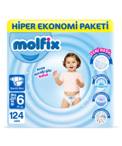 Molfix Bebek Bezi 6 Beden E.Large Hiper Ekonomi Paketi 124 Adet