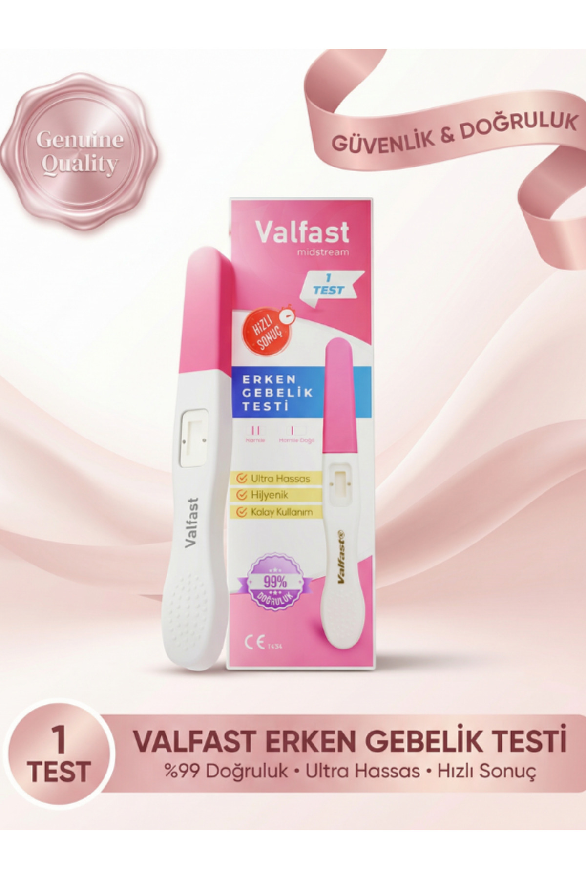 Valfast Erken Gebelik Testi Hızlı Hamilelik Testi 1 Adet (Gizli Gönderim)