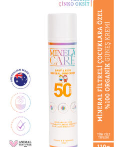 Minelacare Organik Mineral Filtreli Bebek ve Çocuk Güneş Kremi SPF 50 110 g Non-Nano Çinko Oksit