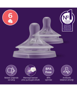 Philips Avent Doğal Tepkili 2'li Biberon Emziği, 6 Numara, SCY966/02