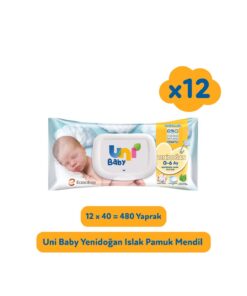 Uni Baby Yenidoğan Islak Pamuk Mendil 12x40 (480 YAPRAK)