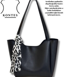 Kontes Kadın fularlı Fermuarlı Shopper El Ve Omuz Çantası