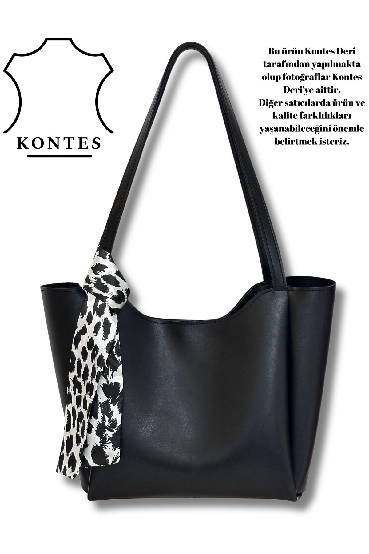 Kontes Kadın fularlı Fermuarlı Shopper El Ve Omuz Çantası