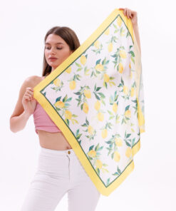 tarzınısec Limon Desenli - Mersin Fular Bandana Şal Estascarf 70x70 Cm