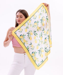 tarzınısec Limon Desenli - Mersin Fular Bandana Şal Estascarf 70x70 Cm