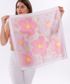 tarzınısec Pembe Rüya Çiçekleri Model Fular Bandana Şal Estascarf 70x70 Cm