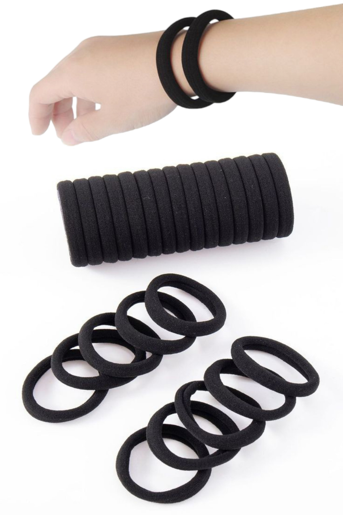 Diloshtrend Design Kadın 10'lu Siyah Ultra Esnek Bilek Lastik Toka İTHAL Ürün