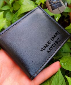 YNS LEATHER Siyah Erkek Cüzdan Isim Baskılı Kişiye Özel