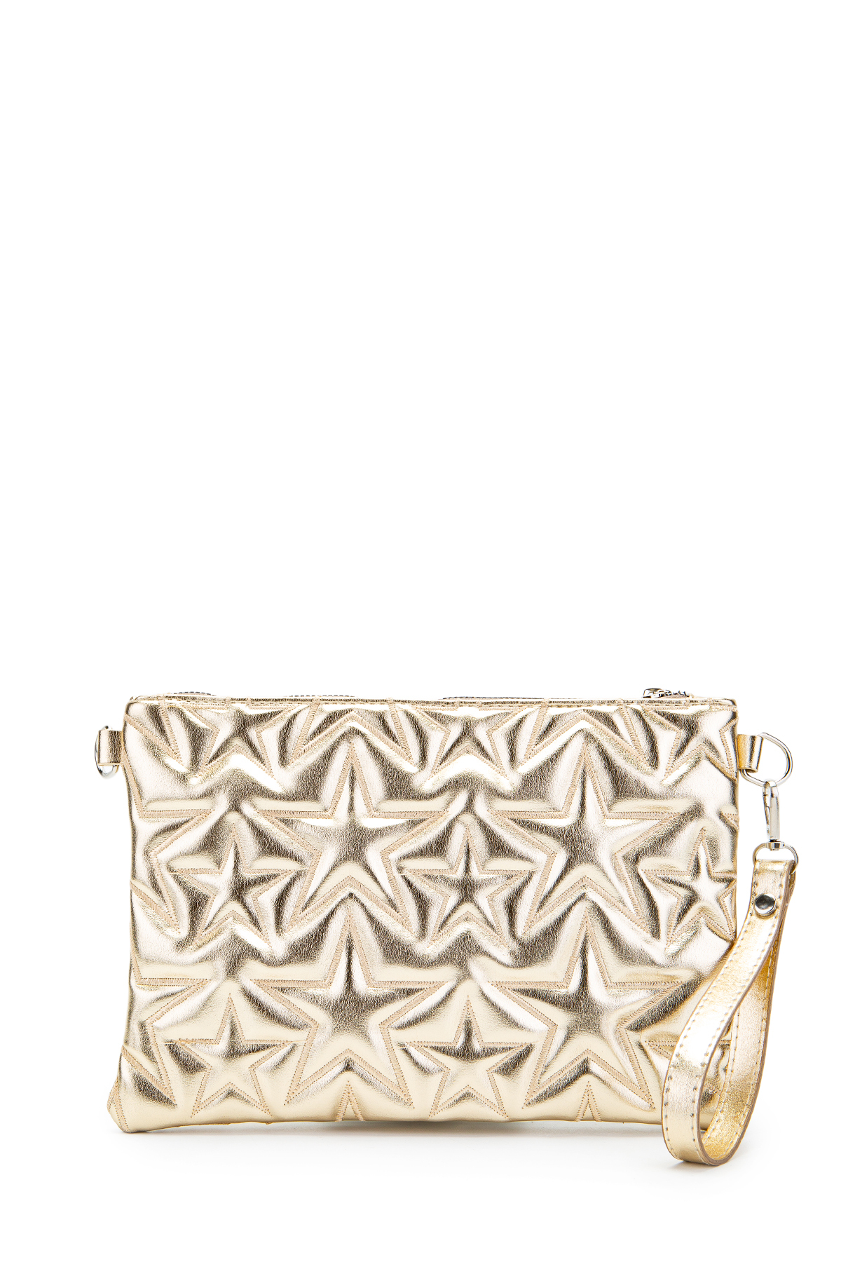 minebag Yıldız Dikişli Clutch Star Kadın Çanta Gold Rugan