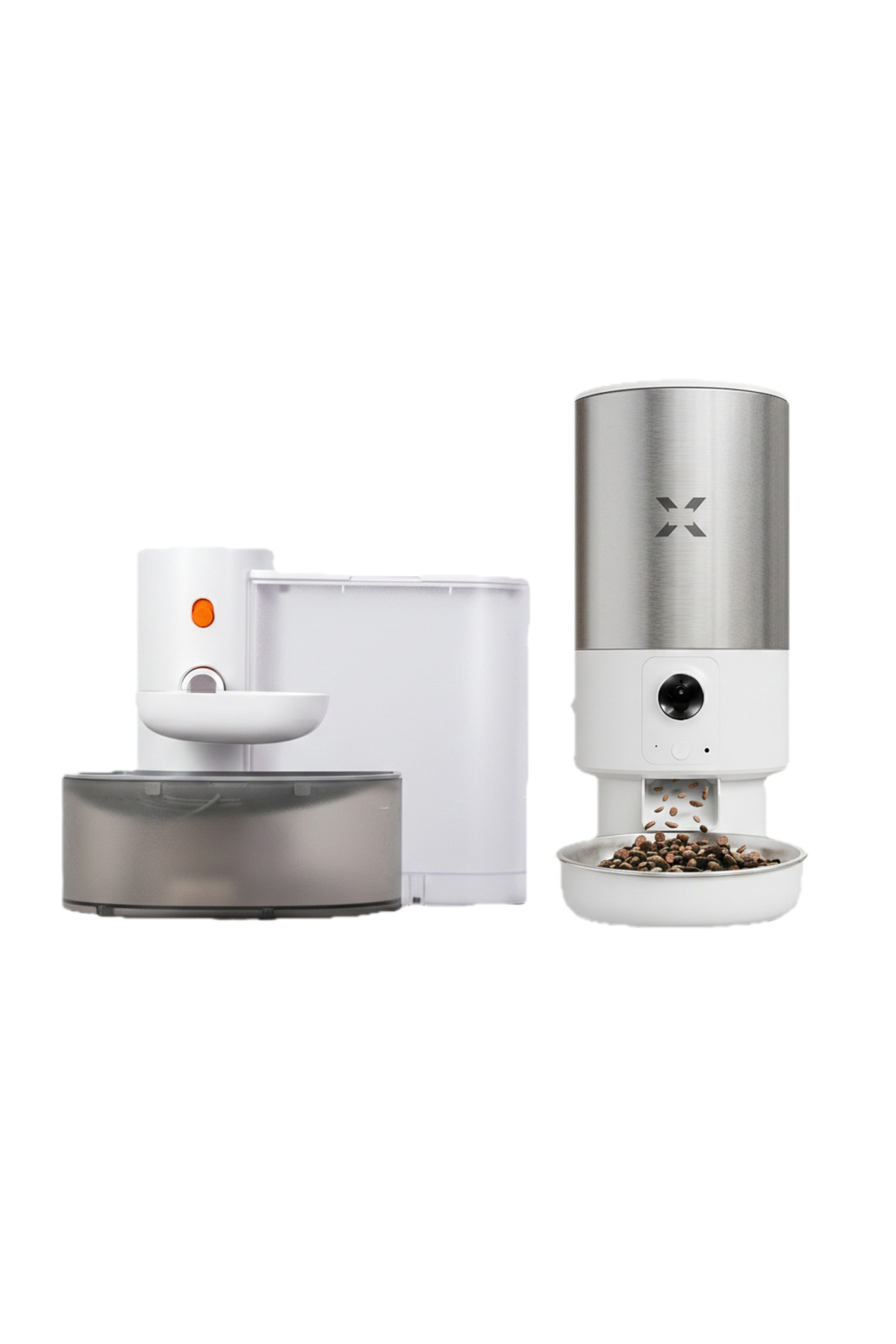 Xenon Smart Akıllı Kedi Besleme Set Kamera Sesli Çelik Hazne Kedi Mama Kabı, Kablosuz Otomatik Su Pınarı Şarjlı