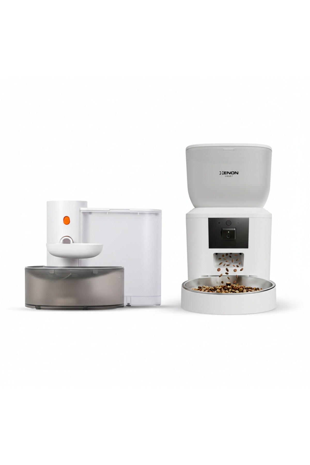 Xenon Smart Akıllı Kedi Besleme Set Kamera Çelik Kase Sesli Kedi Mama Kabı, Otomatik Kablosuz Su Pınarı Şarjlı