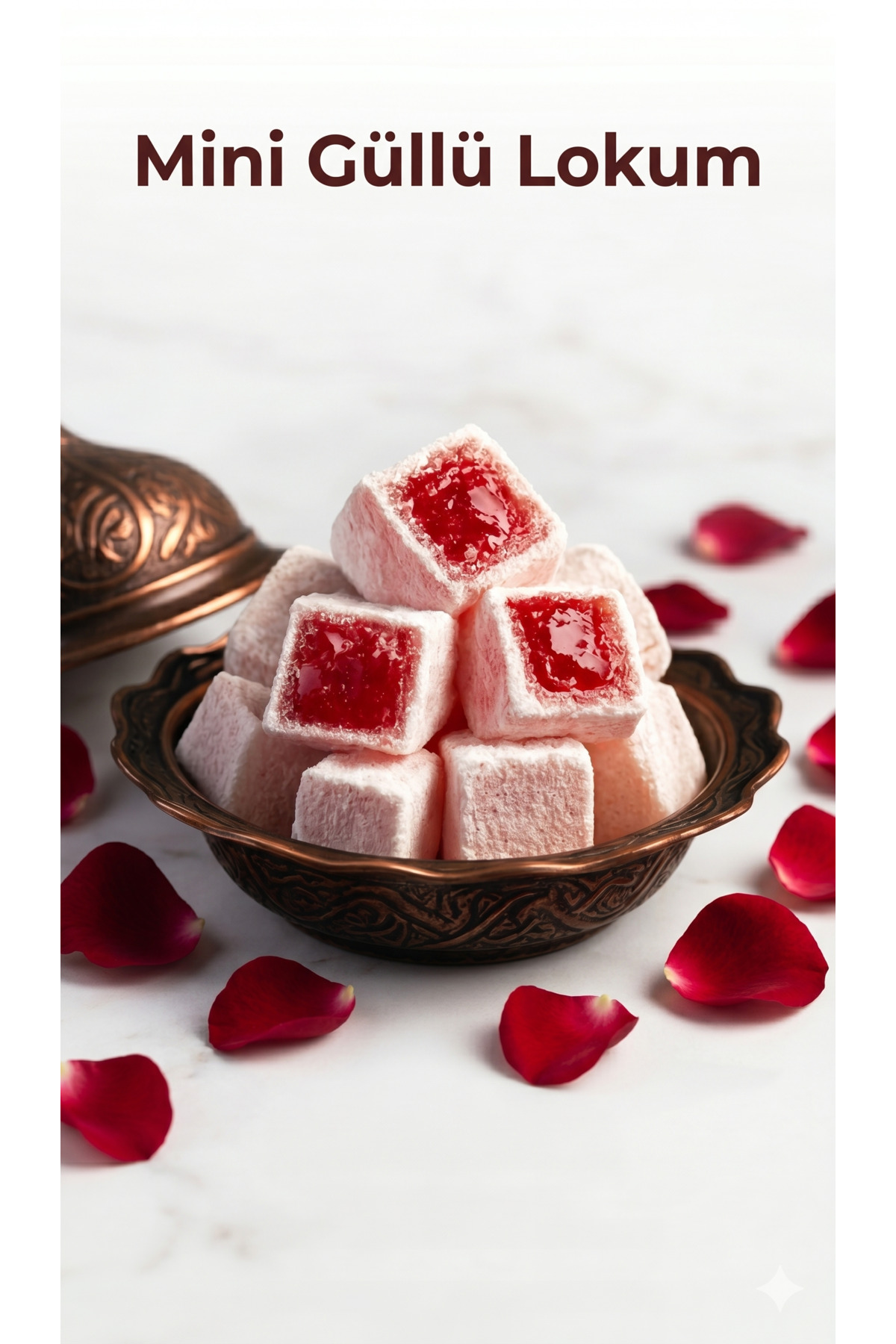 Şener Glikozsuz Lokum 500 gr Mini Güllü Lokum