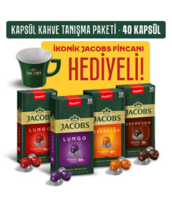 Jacobs Kapsül Kahve Tanışma Paketi 40'lı Kapsül Kahve - Fincan Hediyeli (Nespresso Uyumlu)