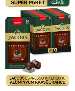 Jacobs Espresso 10 Intenso Nespresso Uyumlu Alüminyum Kapsül Kahve 10 Adet X 10 Paket