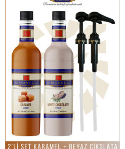 Simonelli Kahve Ve Kokteyl Şurubu Karamel Aromalı Beyaz Çikolata Aromalı 700 ml Pompa Hediyeli