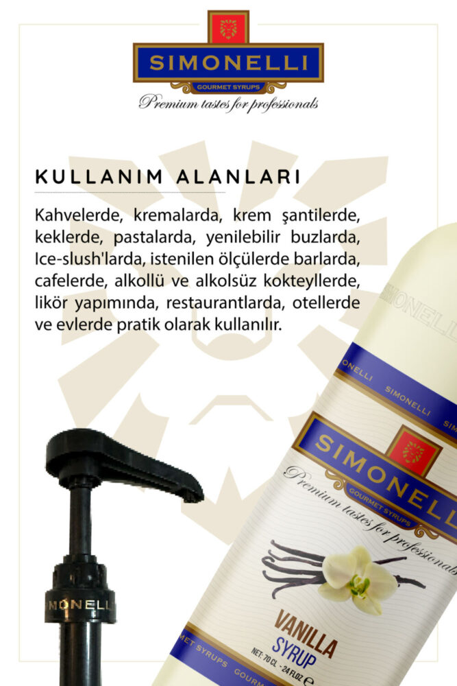Simonelli Kahve Ve Kokteyl Şurubu Vanilya Aromalı 700 ml Pompa Hediyeli - Görsel 3