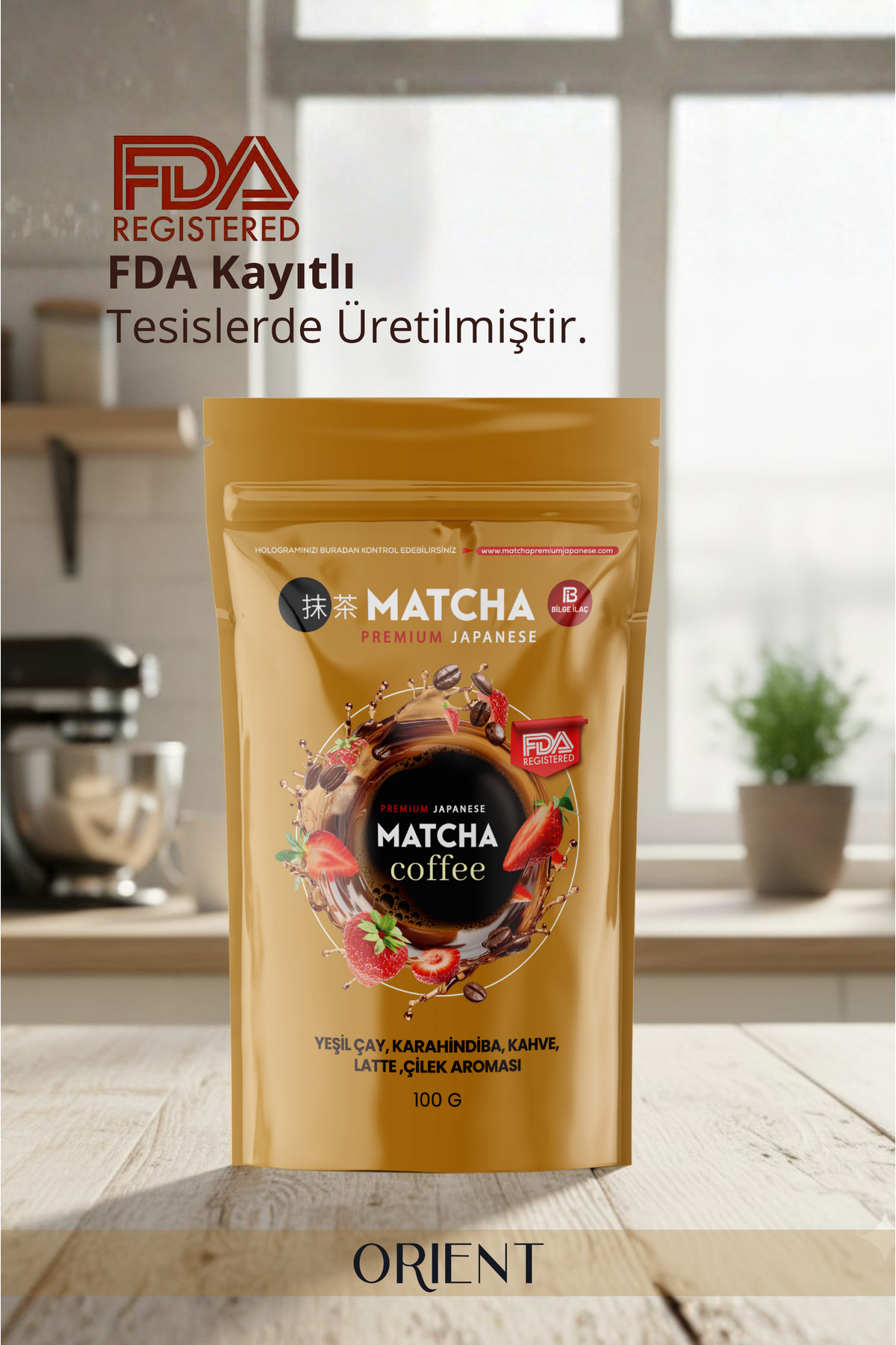 Bilge İlaç Matcha Premium Japanese Çilek Aromalı Matcha Coffee Kahve Latte & Kahve Karışımı 100 g - Görsel 3