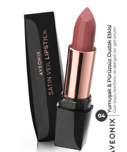 AVEONIX Satin Veil Yarı Parlak Ruj 04 Uzun Süre Kalıcı Pürüzsüz Dolgun Dudak Etkili Lipstick