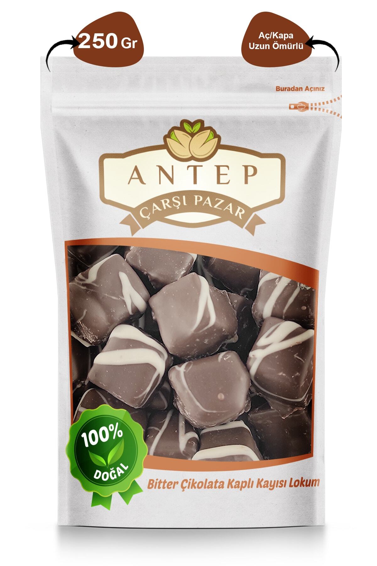 Antep Çarşı Pazar Bitter Çikolata Kaplı Kayısı Lokumu | 250 Gr.