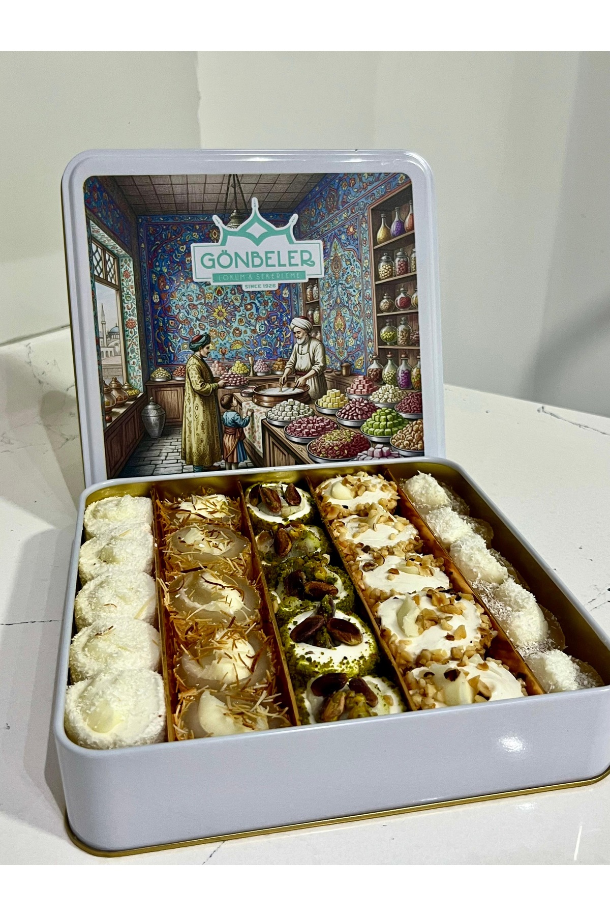 Gönbeler Osmanlı Motif Çinili Desen Karışık Kaymaklı Lokum 750 GR