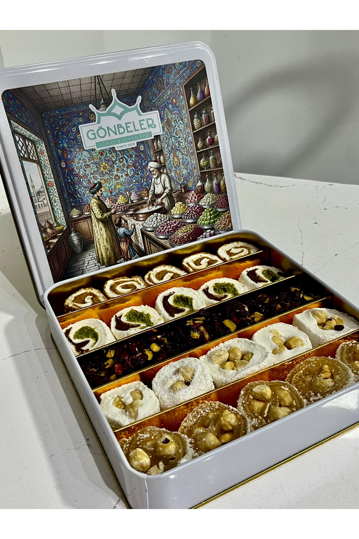 Gönbeler Osmanlı Motif Çinili Desen Karışık Lokum 650 GR