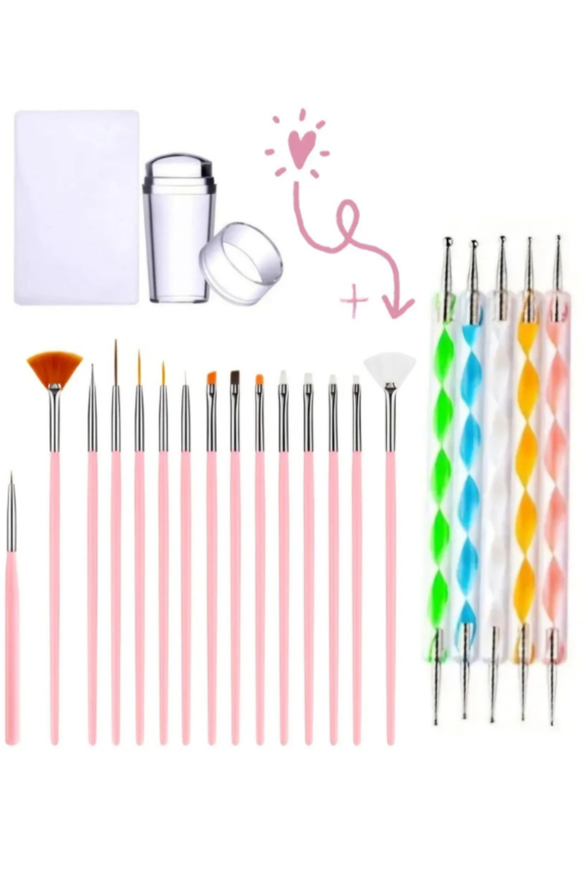 AcarlarTicaret 21 Parça Pro Nail Art Desen Tırnak Süsleme Dot Ve French Seti