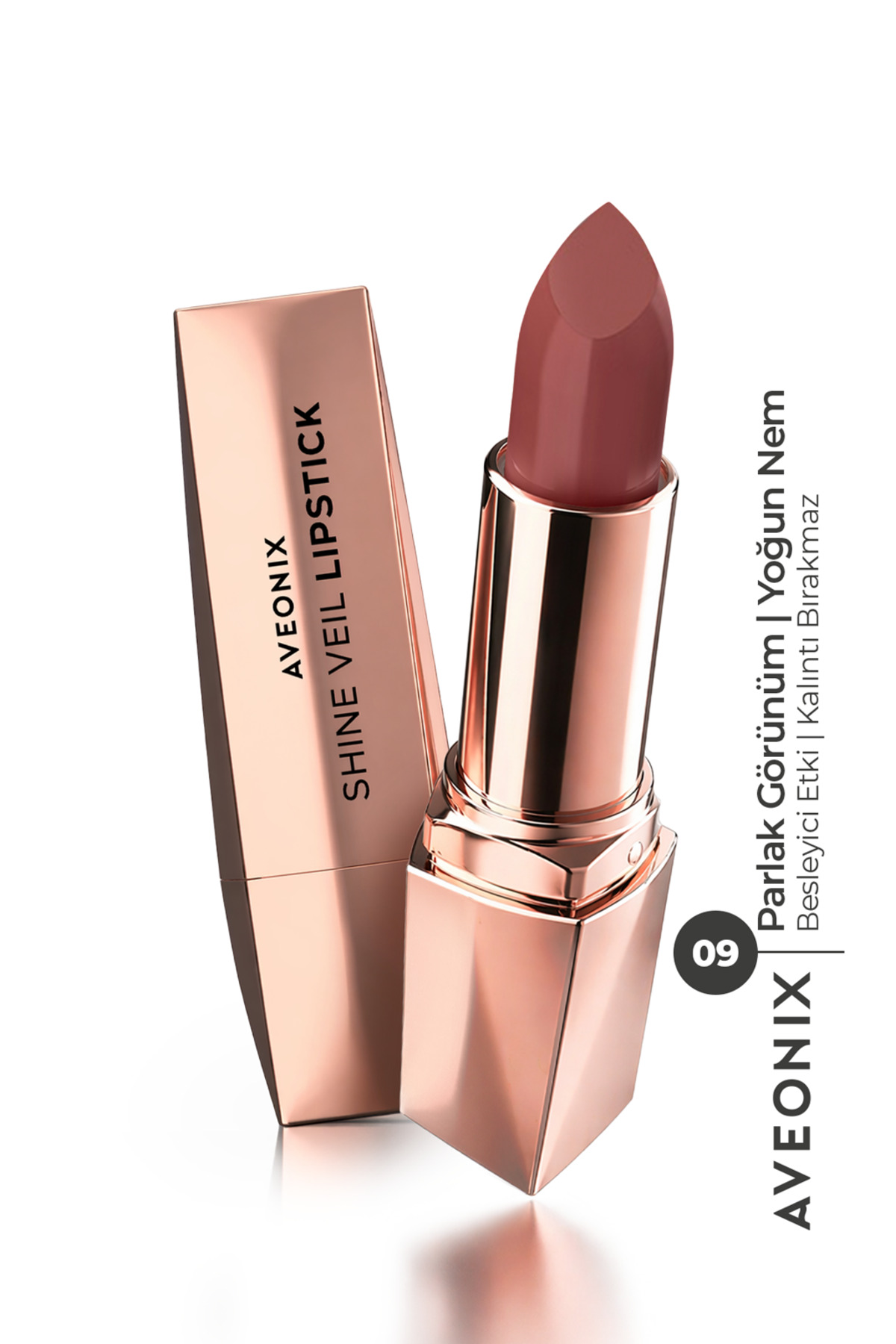 AVEONIX Shine Veil Parlak Ruj 09 Nemlendirici Pürüzsüz Dolgun Dudak Etkili Lipstick
