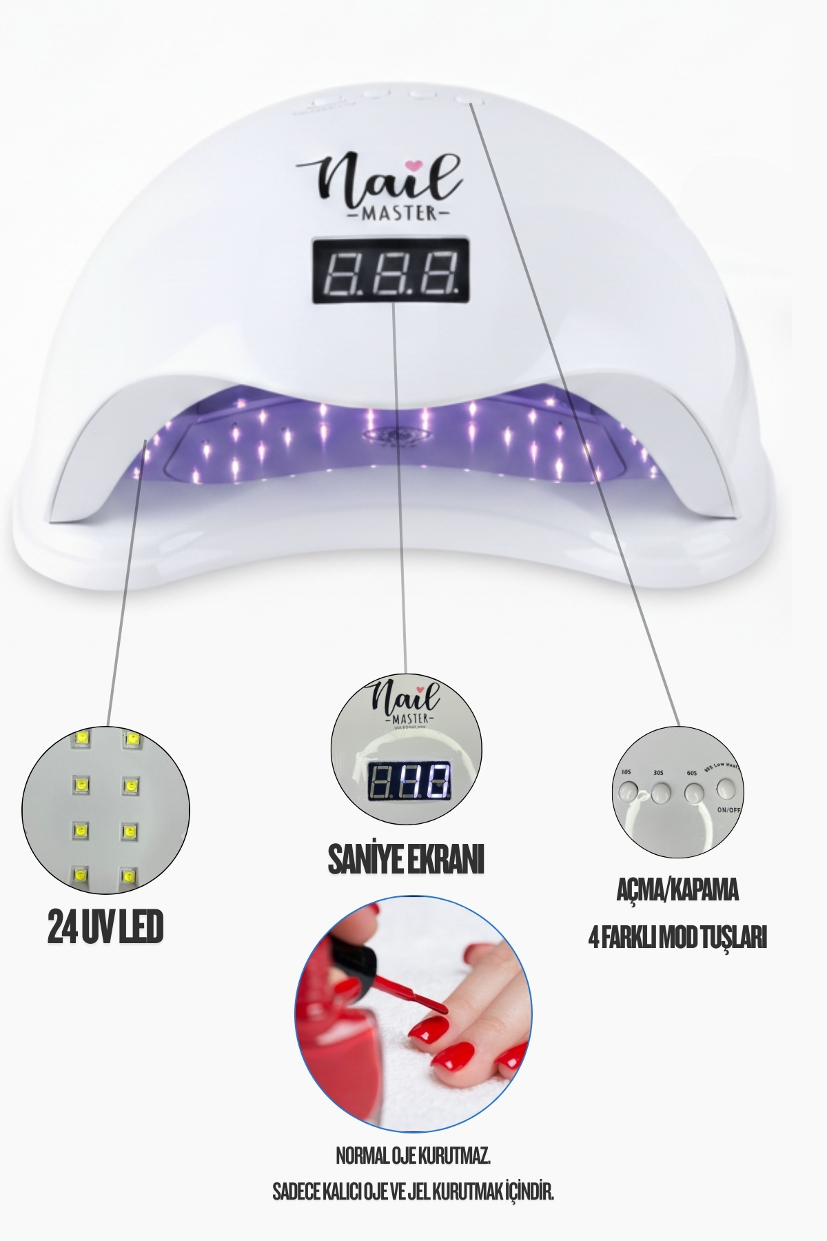 Nail Master Kalıcı Oje Ve Protez Tırnak Jel Kurutucu Led Lamba 48w (NORMAL OJE KURUTMAZ)