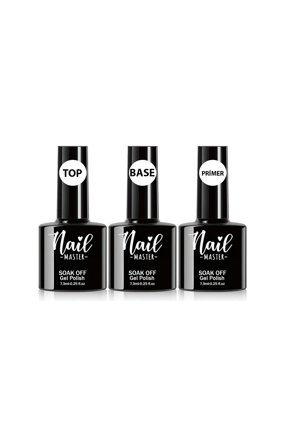Nail Master Kalıcı Oje Protez Tırnak Top Coat Rubber Base Coat Primer 3lü Set