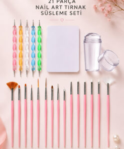 HİROS'H Profesyonel 21 Parça Nail Art Tırnak Süsleme Fırça Seti