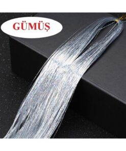 Genel Markalar Saç Simi Gümüş - Saça Pratik Bağlanan Hair Tinsel 110-120 Cm Uzunluğunda