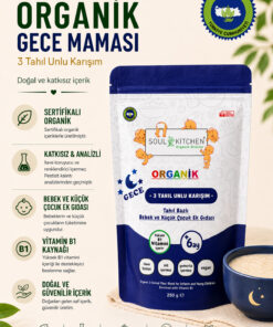 Soul Kitchen Organik Ürünler Organik Sertifikalı 3 Tahıllı Bebek Gece Kaşık Maması B1 Vitaminli 250 g
