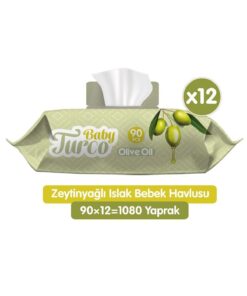 Baby Turco Zeytinyağlı Islak Bebek Havlusu 12x90 Adet