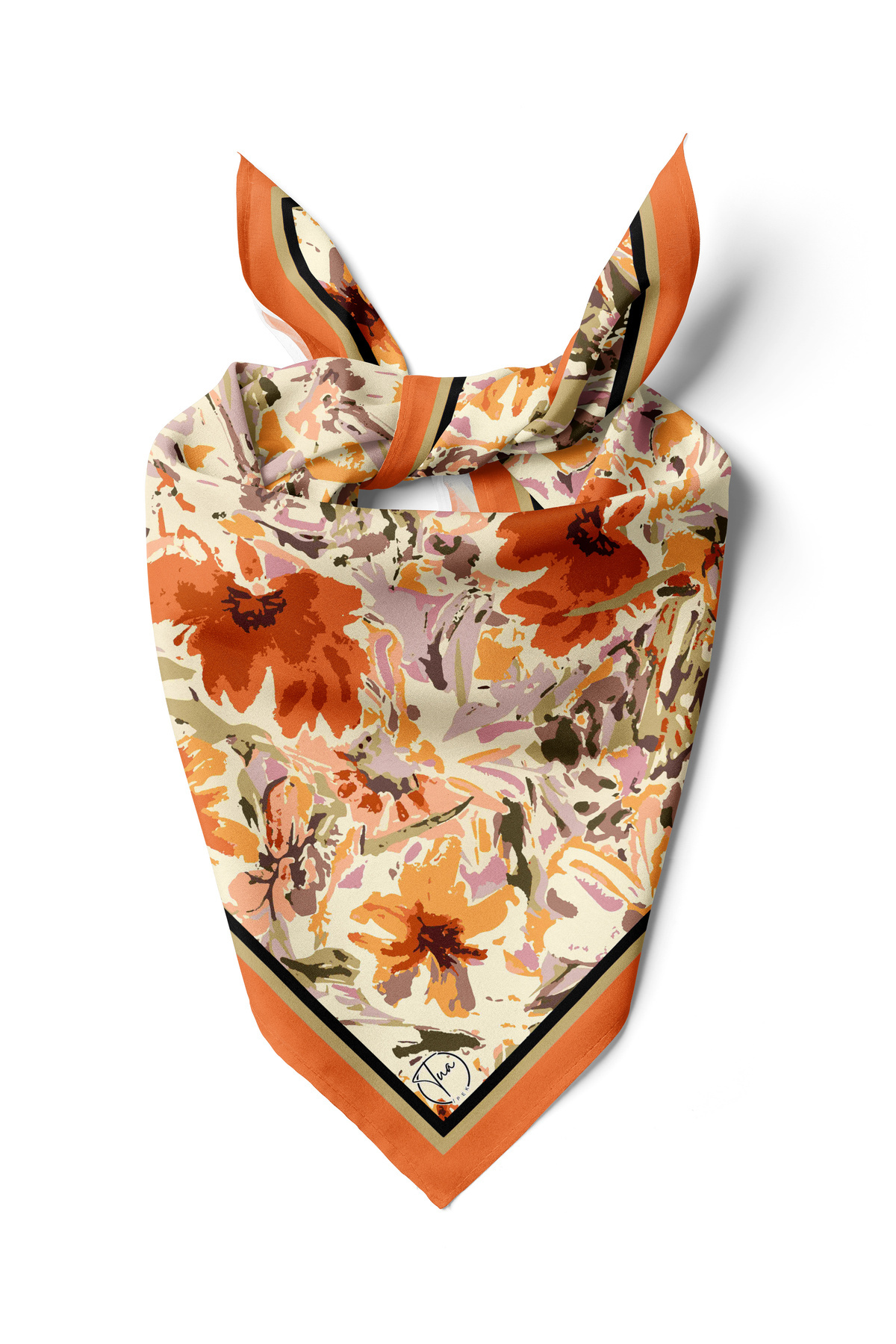 tuaipek ORANGE FLOWER Desen Bandana/Fular