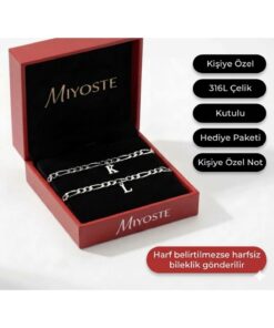 Miyoste 2'li Kararmaz Çelik İkili Zincir Harfli Sevgili/çift Bilekliği Bileklik Harf