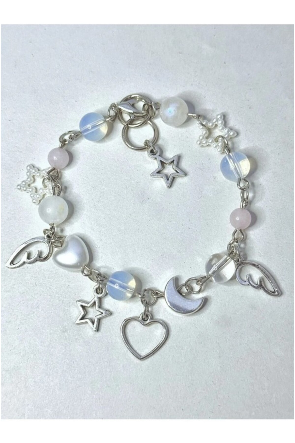 sleyshop pembe kuvars aytaşı opal doğal taş bileklik