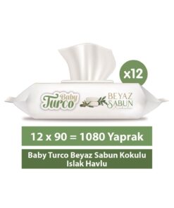 Baby Turco Beyaz Sabun Kokulu Islak Havlu 12x90