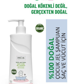 INCIA 0 Doğal Organik Sertifikalı Bebek ve Çocuk Jel Şampuanı Saç Vücut Lavanta Konak Önleyici 350 ml