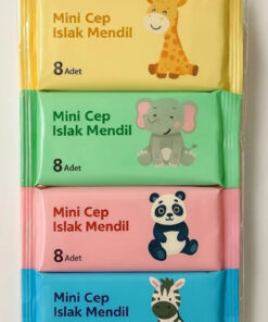 AYGÖREN HOME 1 Paket 8 Yaprak Mini Islak Mendil Taşınabilir Çanta Boy Cep Tipi Islak Mendil