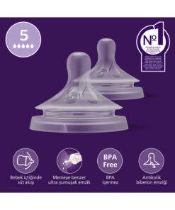 Philips Avent Doğal Tepkili 2'li Biberon Emziği, 5 Numara, SCY965/02