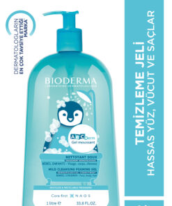 Bioderma ABCDerm Foaming Cleanser Yenidoğan, Bebek, Çocuk Hassas Ciltler Yüz, Saç, Vücut Temizleme Jeli 1 L