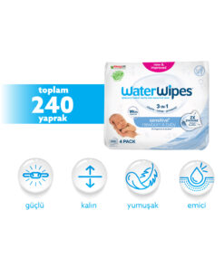 WaterWipes Bio Yenidoğan Islak Mendil 4×60 Adet (240 Yaprak)