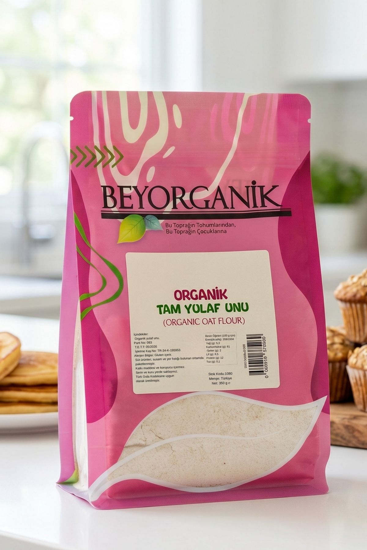 BEYORGANİK Organik Tam Yulaf Unu 350gr (PESTİSİT ve AFLATOKSİN ANALİZLİ)