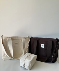 Sowa Collection 3lü Set Çıt Çıtlı Astarlı Kanvas Kadın El ve Omuz Çantası Makyaj Çantası