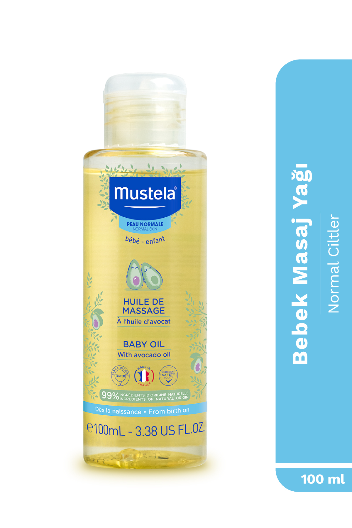 Mustela Avokado Yağı İçeren Doğal İçerikli Nemlendirici Bebek Masaj Yağı 100 ml