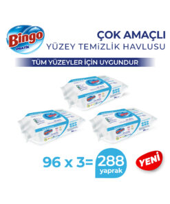 Bingo Yüzey Temizleme Havlusu Medium Beyaz Sabun Kokulu 96 Adetx3 (288 Yaprak)