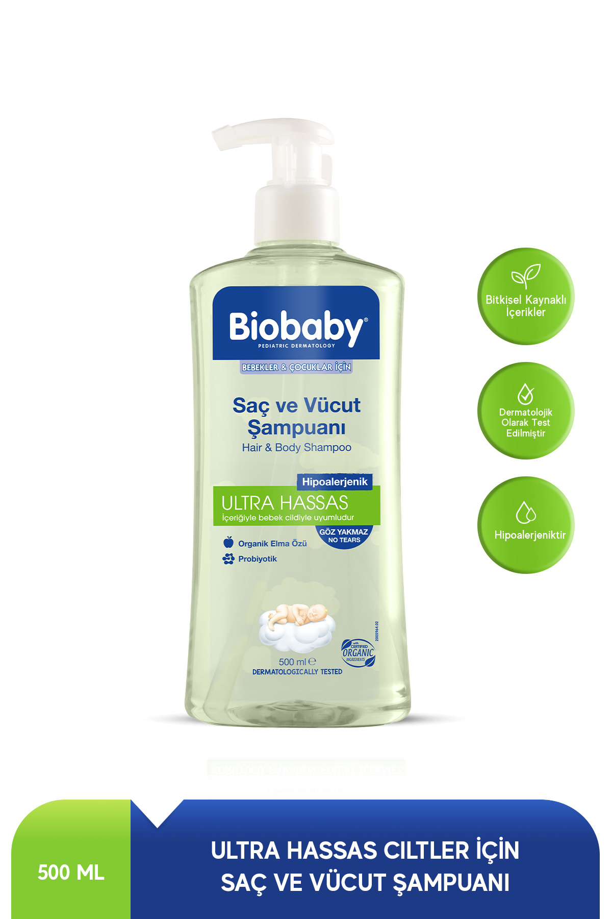 Biobaby Ultra Hassas Saç Ve Vücut Şampuanı 500 ml Prebiyotik Alman Papatyası - Organik Içerik